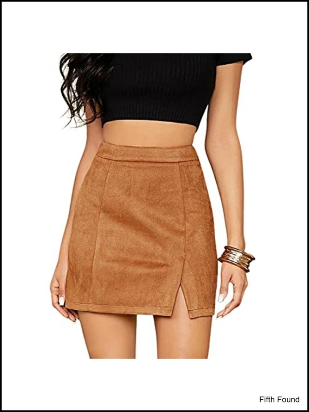 Womens Faux Suede Bodycon Mini Skirt High Waist Side Split Slim Fit Party